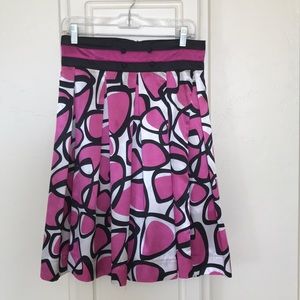 Fuchsia, black and white silk-like skirt